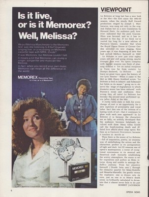 Vintage 1977 Memorex Cassette Tapes Print Ad Melissa Manchester Ella Fitzgerald