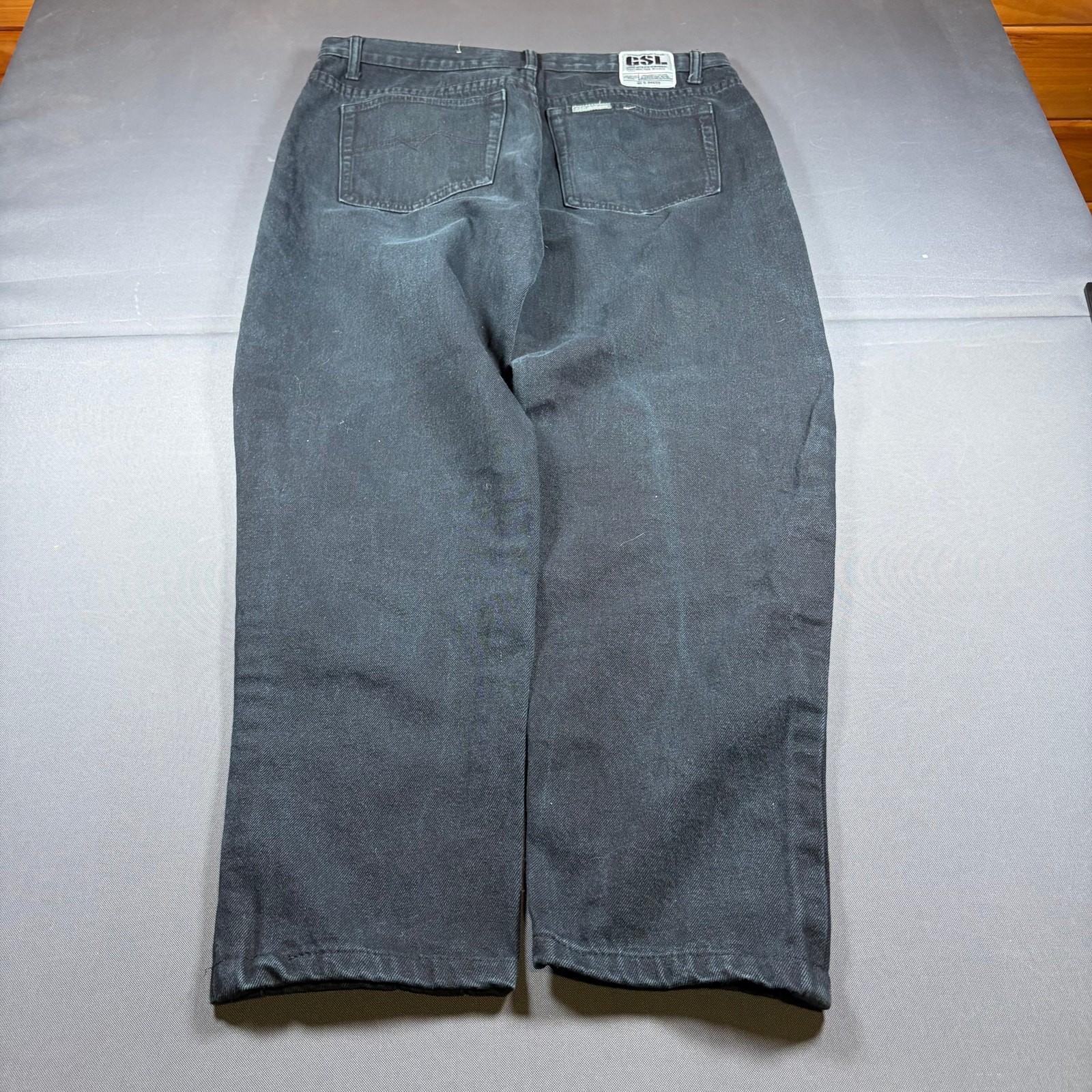 GSL Denim Streetwear Baggy Jeans Mens 34 Black 100% Cotton Y2K Skater Pants