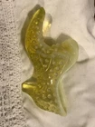 Vintage Fenton Hobnail Cat Head Slipper Topaz Opalescent UV Glow Uranium Glass