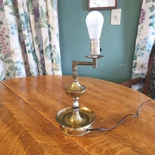 Vintage Brass Swing Arm Adjustable Table Lamp Read
