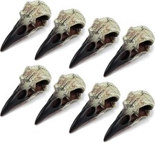 8 Pcs Gothic Raven Skull Figurines - Obsidian Crow Hanging Decor, Halloween Gift