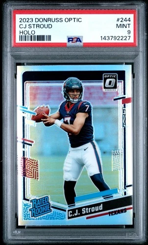 2227 C.J. Stroud 2023 Panini Donruss Optic #244 Holo Prizm RC Rated Rookie PSA 9