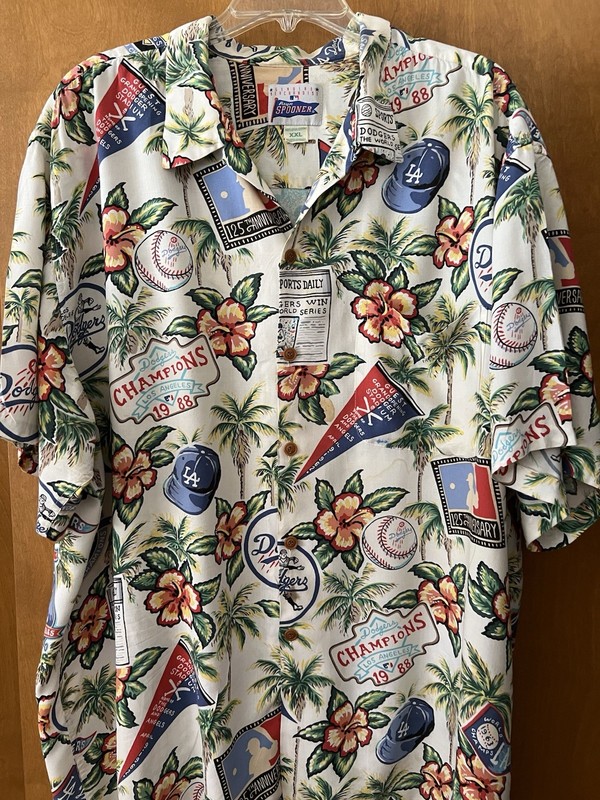 Vintage Reyn Spooner Los Angeles LA Dodgers Mens Hawaiian Shirt XXL World Series