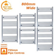800 mm Wide Chrome Straight Heated Towel Rail Radiator Ladder Bathroom Warmer