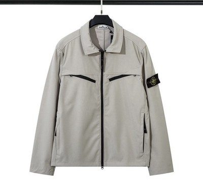 Stone Island Light Soft Shell-R Jacket Beige Technical Zip Badge Men L