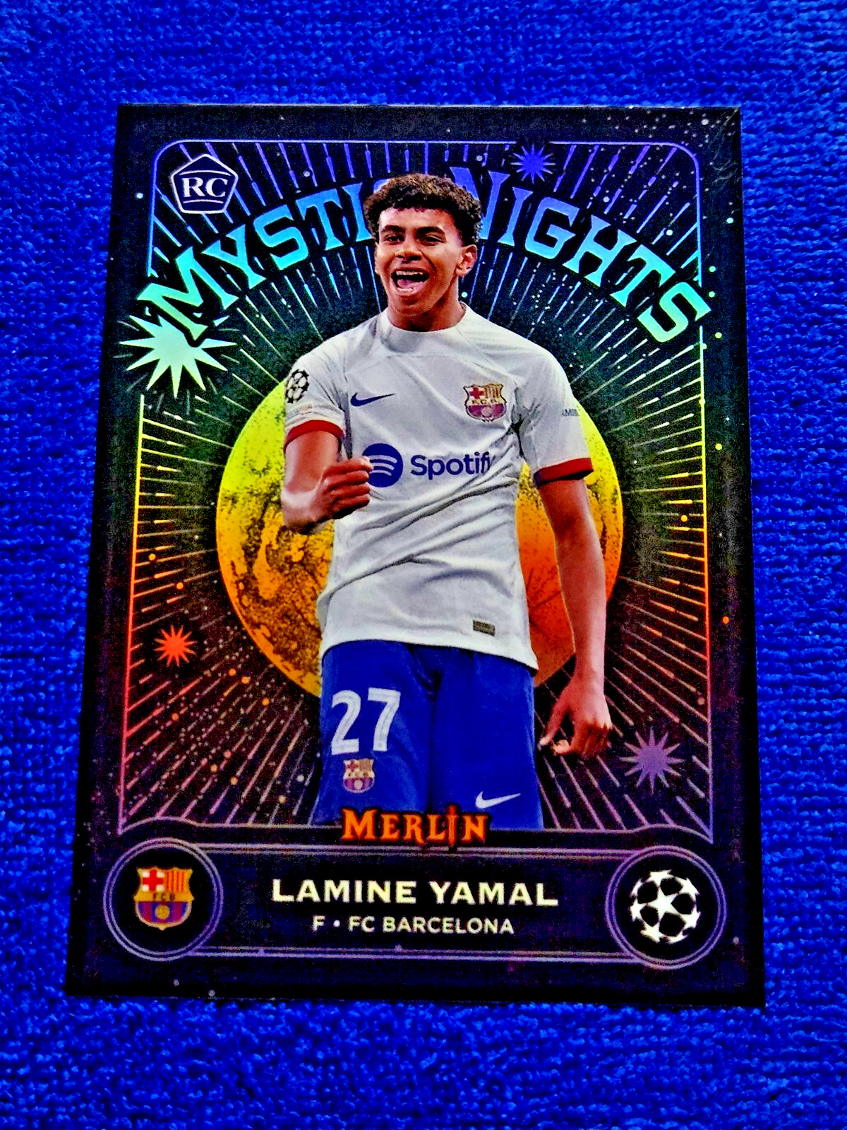 2023-24 Topps Merlin Mystic Nights RC Lamine Yamal Rookie Refractor MN-8 MINT 🔮 view 9