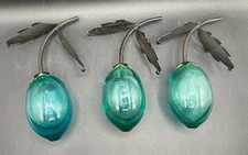 Set of 3 Vintage Aqua Blue Art