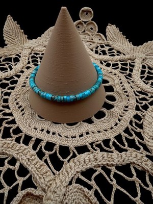 Artisan crafted Heishi Turquoise Beaded Bracelet Sterling Silver Southwest Sz 7