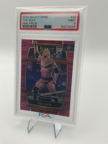 2022 Panini Select WWE The Rock #20 Pink Prizm Concourse /49 PSA 9