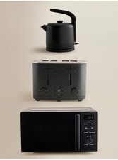 Kettle Toaster Microwave Grill Black Matching Set PRIMAL SOUL Stainles Steel UK