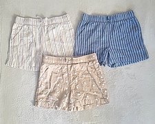 32 Degrees COOL Girls Shorts Bundle M 10 12 Linen Blend Polka Dot Striped Summer