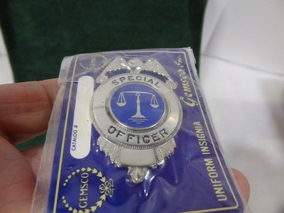 Gemsco Metal Security Officer Badge Silver Blue Eagle Scales 2.5'' x 1.5'' NEW