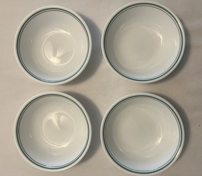Set of 4 Corelle Green and blue stripe. 6 1/4  