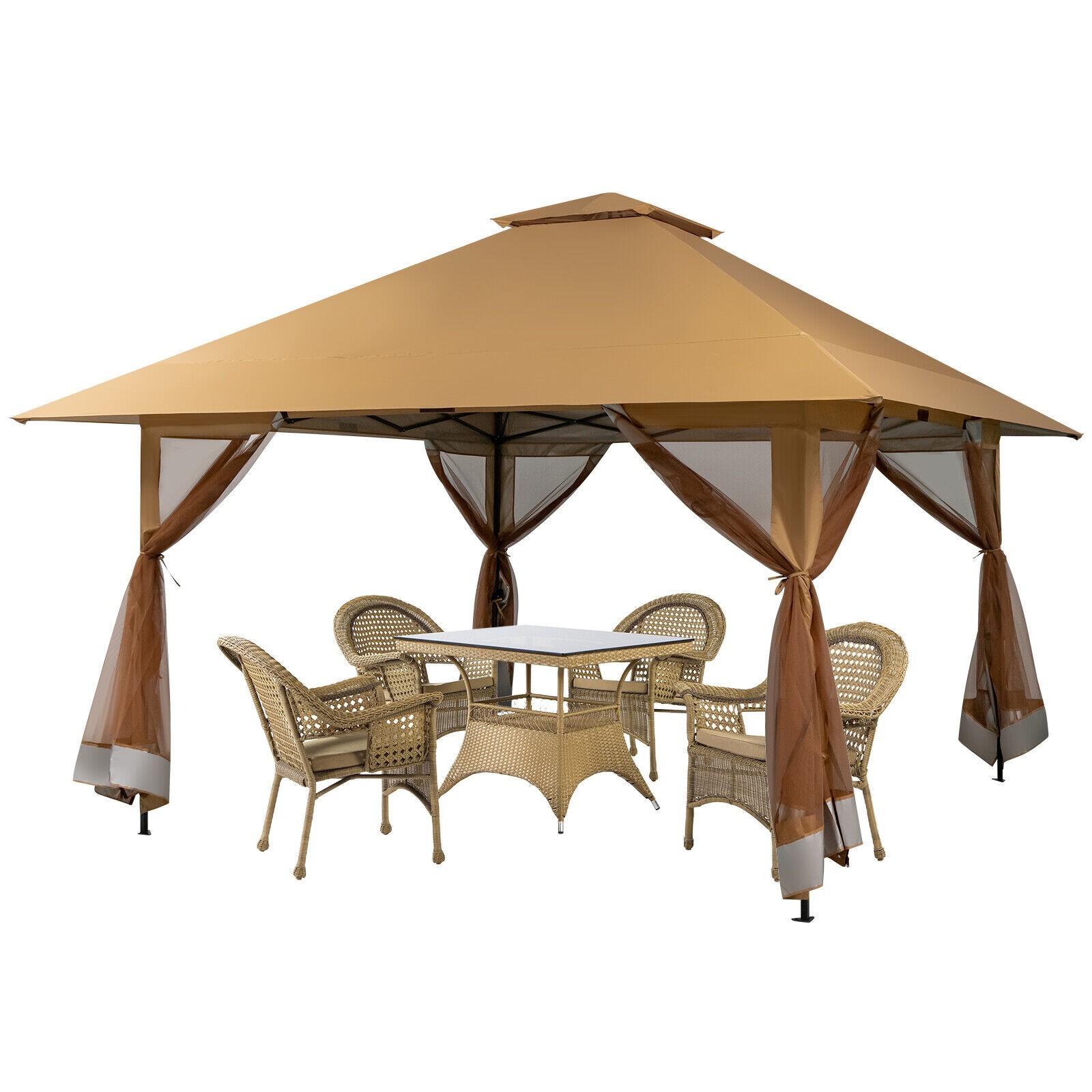 Patio 13x13ft Pop-up Instant Canopy Tent Mesh Sidewall UV50+ Adjust Outdoor
