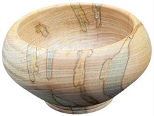 Hand Turned Spalted Maple Wood Bowl 5 Footed Artisan Studio Vintage Decor