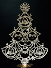 RHINESTONE  XMAS TREE STAND VINTAGE ESTATE JEWELLERY ANTIQUE JEWELRY DECORATION