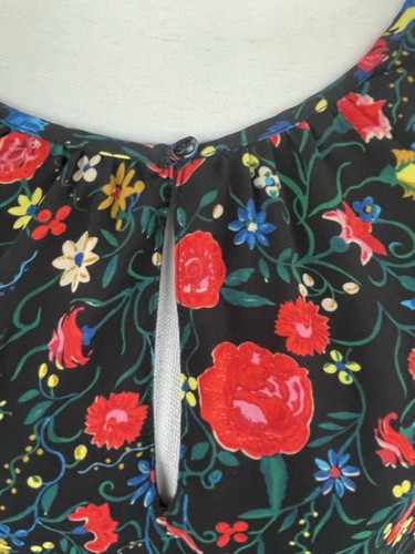 J. Crew Women's Dress Flutter Sleeve Floral Mini Size Small Black/Red Lined - Picture 5 of 17