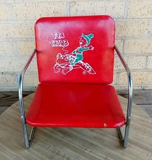 Vintage Tom Thumb Kids Advertising Vinyl Red Barber Booster Chair 1950s