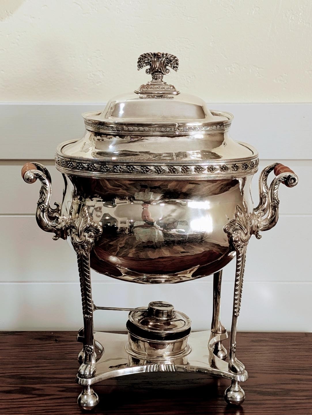 Victorian Antique Sheffield Silver Plate Tea Urn Samovar Hot Water Urn