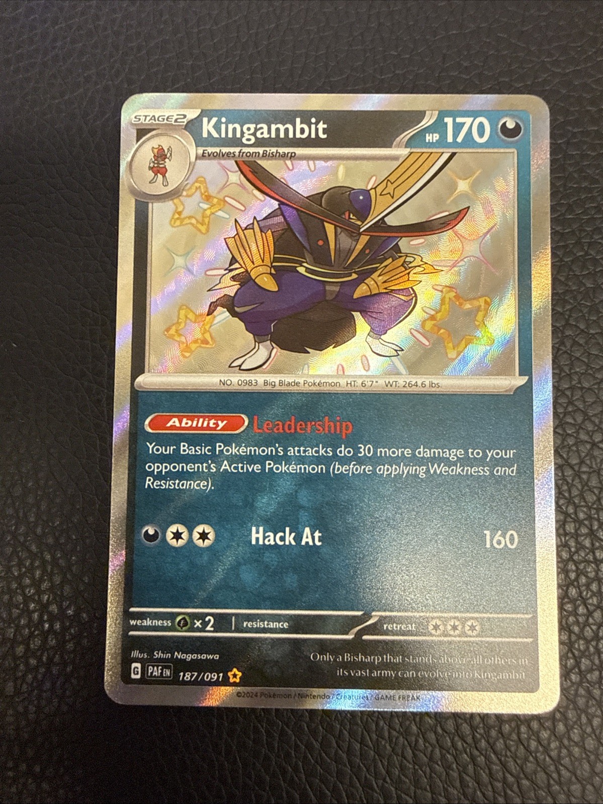 Kingambit 187/091 Shiny Rare Pokemon TCG SV: Paldean Fates NM