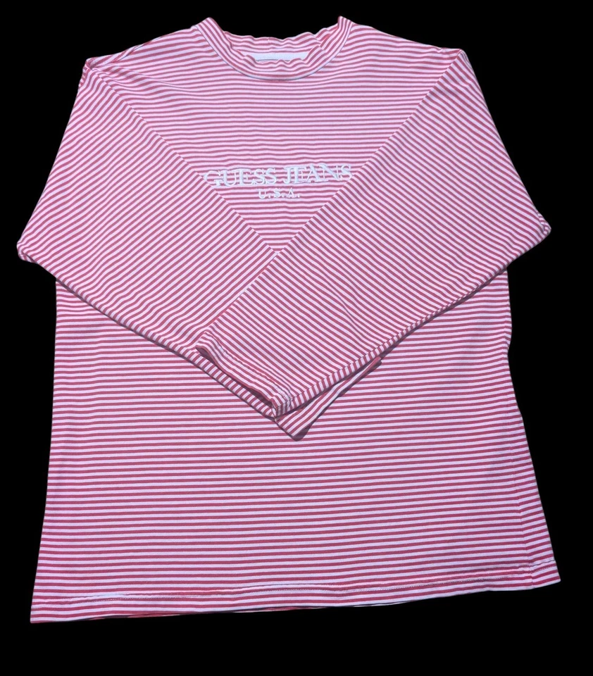 Vintage 90s Guess Jeans USA Shirt Georges Marciano  ASAP Rocky XL Stripe Logo  - Image 3 of 4