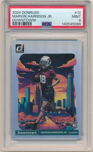 MARVIN HARRISON JR 2024 DONRUSS #12 RC ROOKIE DOWNTOWN CARDINALS SP PSA 9 MINT