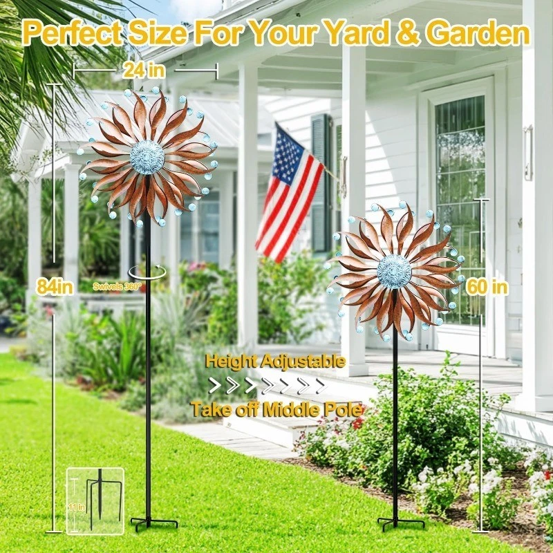 Metal Wind Spinner for Garden and Yard -Kinetic Wind Spinners Outdoor Large - Image 4 of 4