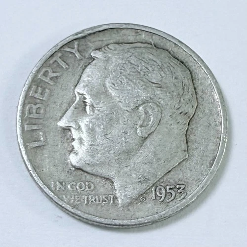 1953 D Roosevelt 10c Dime 90% Silver Circulated Coin #7790