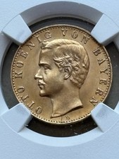Goldm&uuml;nze 10 Mark Deutsches Kaiserreich  BAYERN   OTTO II. 1888 NGC UNC Detail