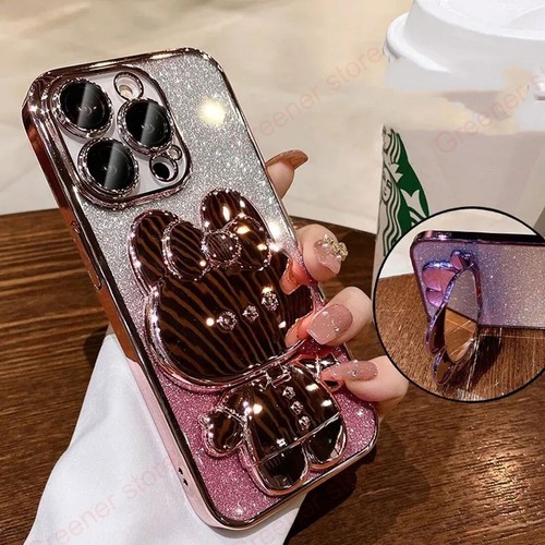 Cute Gradient Glitter Bling Mirror Soft Case Cover For iPhone 14 15 Pro Max - Picture 19 of 27