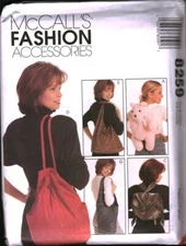 8259 McCalls SEWING Pattern Purse Bag Backpack Shopping Tote UNCUT OOP Sew FF