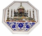 12" Marble Table Top Taj Mahal Inlay Semi Precious Stone Handmade Home Furniture