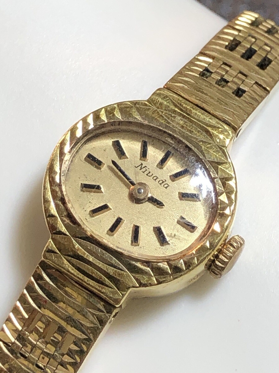 【希少/稼働/良品】Nivada バングルウォッチ 手巻き 17石 ヴィンテージ Vintage Swiss NIVADA Gold Plated 20 Microns 17 Jewel Mechanical