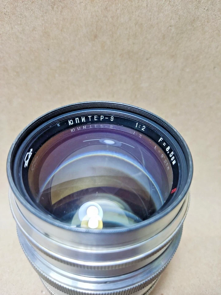 1950s KMZ SILVER JUPITER-9 F2 85mm red П portrait RF M39 LTM Leica 15 blades - Bild 3 von 4