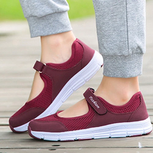 Women's Mary Jane Shoes Sport Lightweight Magic Tape Walking Non-slip Sneakers - Picture 16 of 43