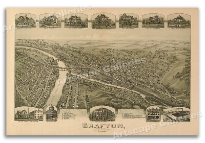 1898 Grafton West Virginia Vintage Old Panoramic City Map - 24x36