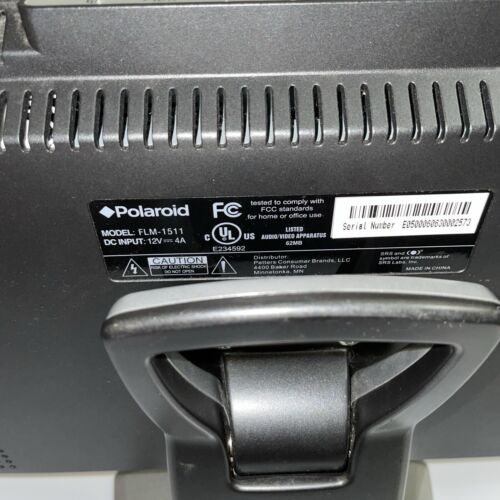 Polaroid TV FLM 1511 15" Flat LCD Gaming Tv Monitor w/ Remote Tested Works - Picture 8 of 10