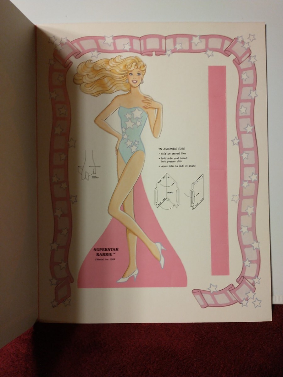 1989 Golden Super Star Barbie Paper Doll With Super Star
