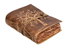 Handcrafted Embossed Tree of Life Texture Genuine Leather Journal Notebook Diary