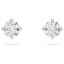 Swarovski Stilla Attract Round Cut Rhodium Plated Zirconia Stud Earrings 5408436