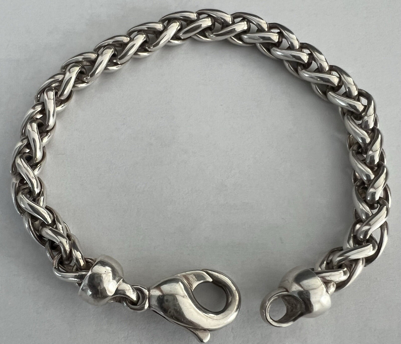 Vintage Sterling Silver solid  chain Bracelet  6.5 - image 6