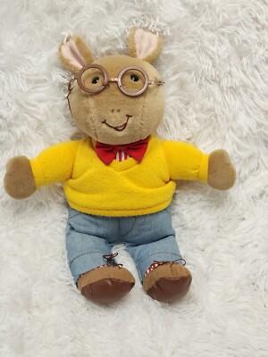 Vintage 90s Arthur From PBS Kids Stuffed Plush With Glasses And