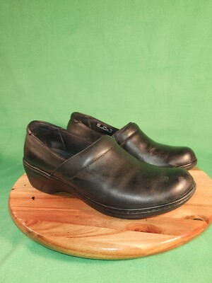 Clarks Grasp Idea Black Ortholite Comfort Leather Clog Womens Size 8.5 M