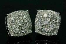 2Ct Round Cut VVS1/D Moissanite Cluster Stud Earrings Solid 10K White Gold