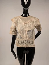 SWEET EDWARDIAN ASYMETTRICAL SILK + LACE BLOUSE 
