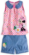 Disney Store Minnie Mouse Clubhouse Tank and Shorts Set for Girls Size 5/6