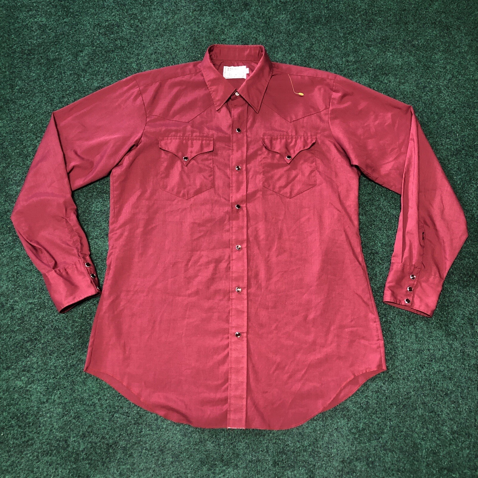 Vintage H Bar C Pearl Snap Wester Shirt Red Long Sleeve Size 16.5 - 35 Cowboy
