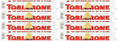 8 TOBLERONE WHITE Chocolate Bars with Honey & Almond Nougat 100g 3.5oz