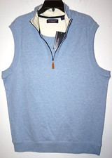 Roundtree Yorke Mens 1/4 Zip Vest Tall LT Light Blue Casual Golf Active NWT