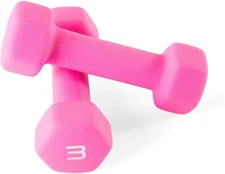 CAP Barbell Neoprene Dumbbell, Pair 3 LB Hand Weights - SDN5P-06 - Pink
